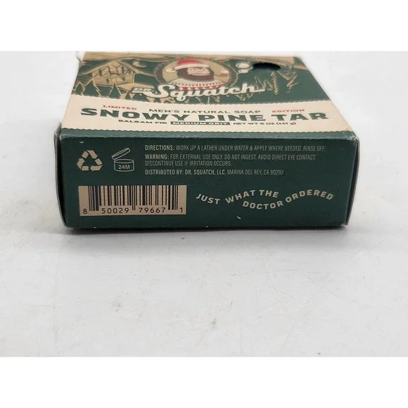 Dr. Squatch Snowy Pine Tar Men's Soap Limited Edition 5oz Balsam Fir Medium Grit - Picture 6 of 6